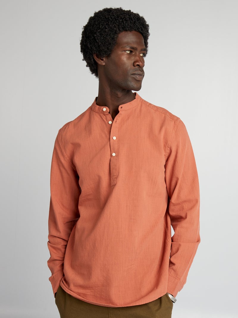 Camisa con cuello mao MARRON - Kiabi