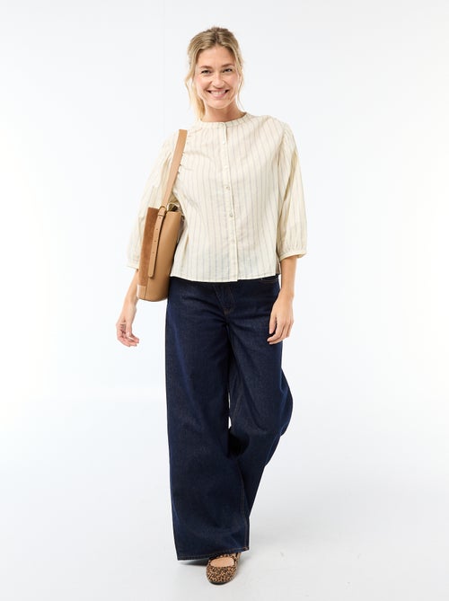 Camisa con cuello mao y mangas 3/4 - Kiabi