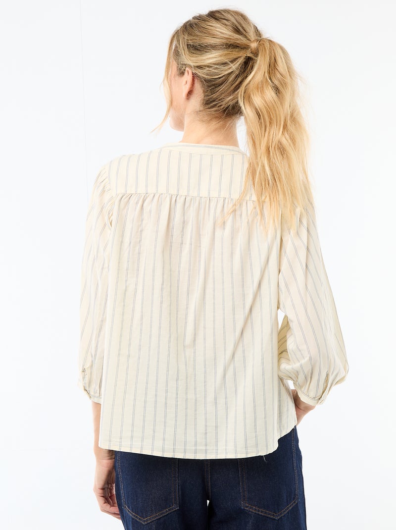 Camisa con cuello mao y mangas 3/4 Amarillo - Kiabi