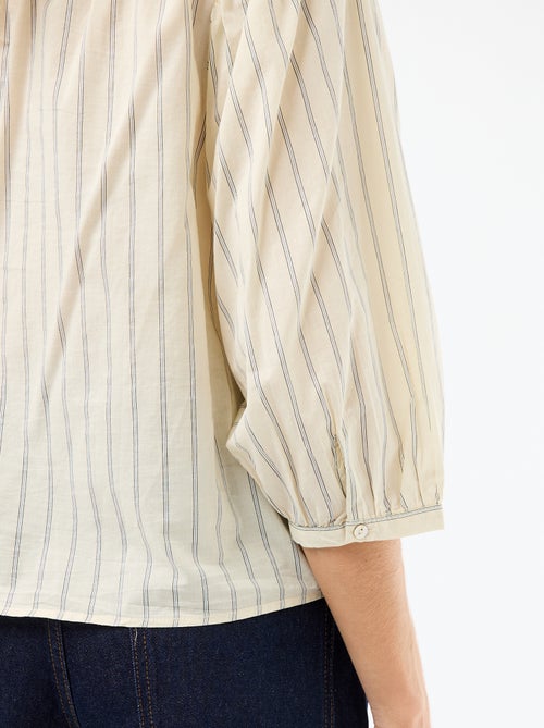 Camisa con cuello mao y mangas 3/4 - Kiabi