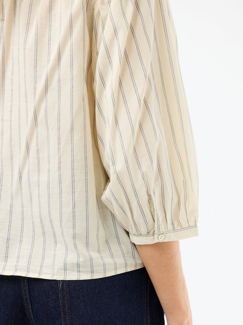 Camisa con cuello mao y mangas 3/4 Amarillo - Kiabi