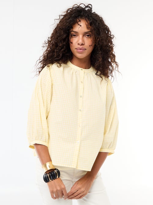 Camisa con cuello mao y mangas 3/4 - Kiabi Camisa con cuello mao y mangas 3/4 - Kiabi