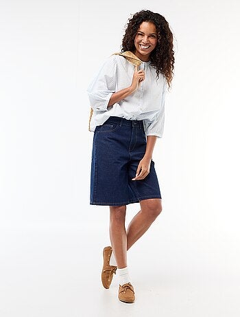 Camisa con cuello mao y mangas 3/4