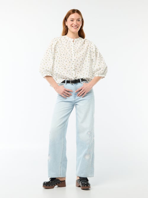 Camisa con cuello mao y mangas 3/4 - Kiabi Camisa con cuello mao y mangas 3/4 - Kiabi