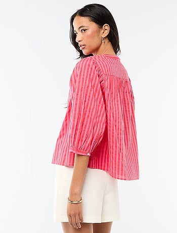 Camisa con cuello mao y mangas 3/4