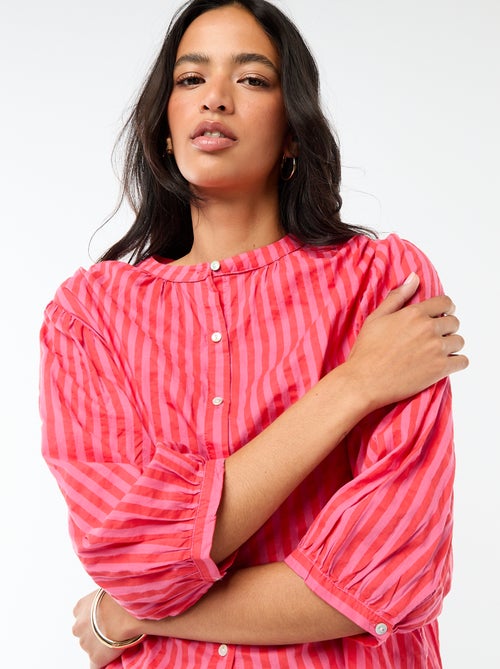 Camisa con cuello mao y mangas 3/4 - Kiabi