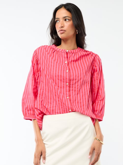 Camisa con cuello mao y mangas 3/4 - Kiabi