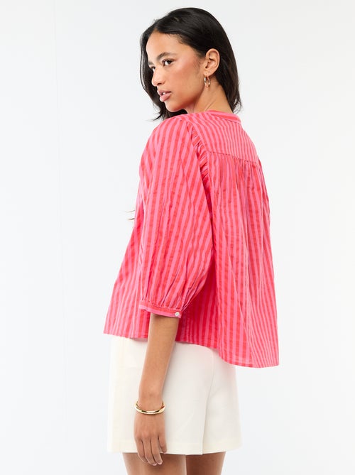 Camisa con cuello mao y mangas 3/4 - Kiabi