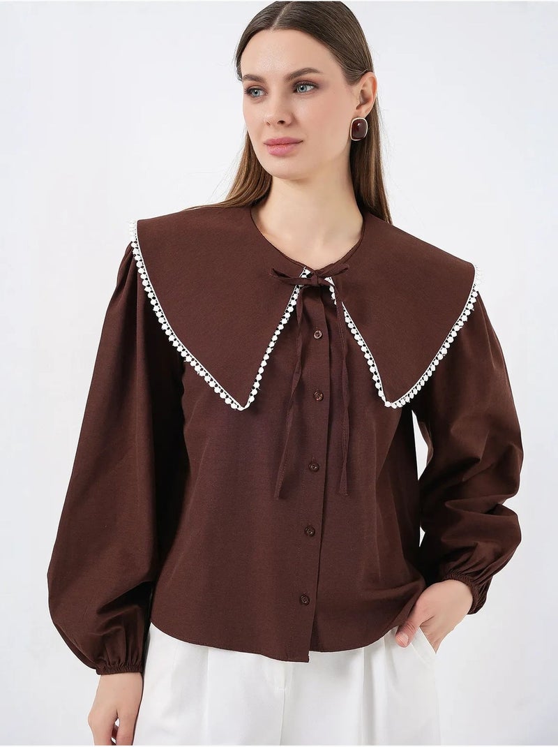Camisa con cuello peter pan de bdart Marrón chocolate - Kiabi