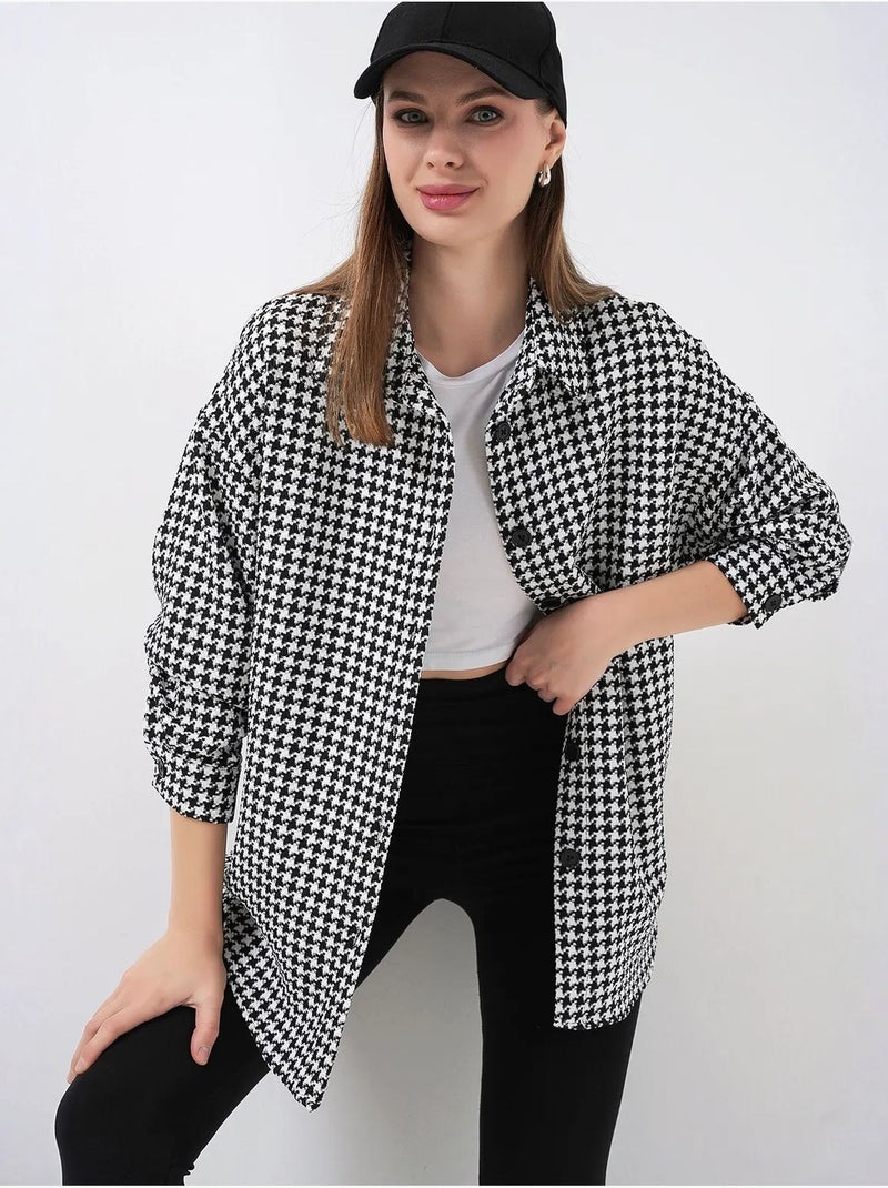 Camisa con doble bolsillo y estampado a cuadros bdart Blanco - Kiabi