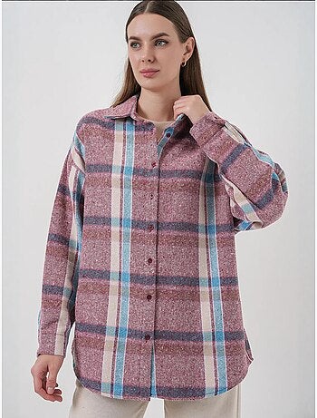 Camisa con doble bolsillo y estampado a cuadros bdart