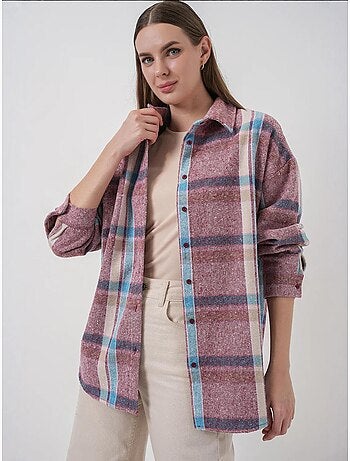 Camisa con doble bolsillo y estampado a cuadros bdart