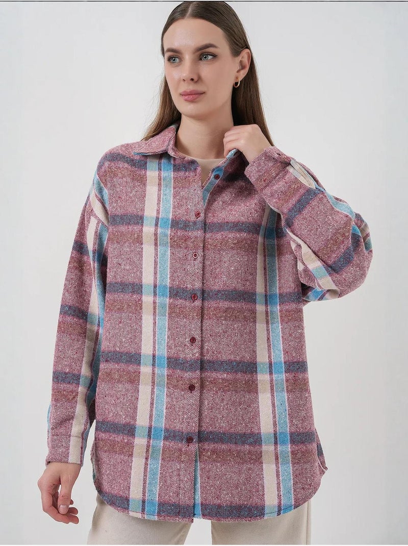 Camisa con doble bolsillo y estampado a cuadros bdart Malva - Kiabi