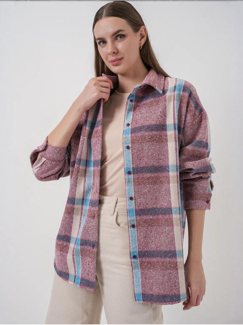 Camisa con doble bolsillo y estampado a cuadros bdart Malva - Kiabi