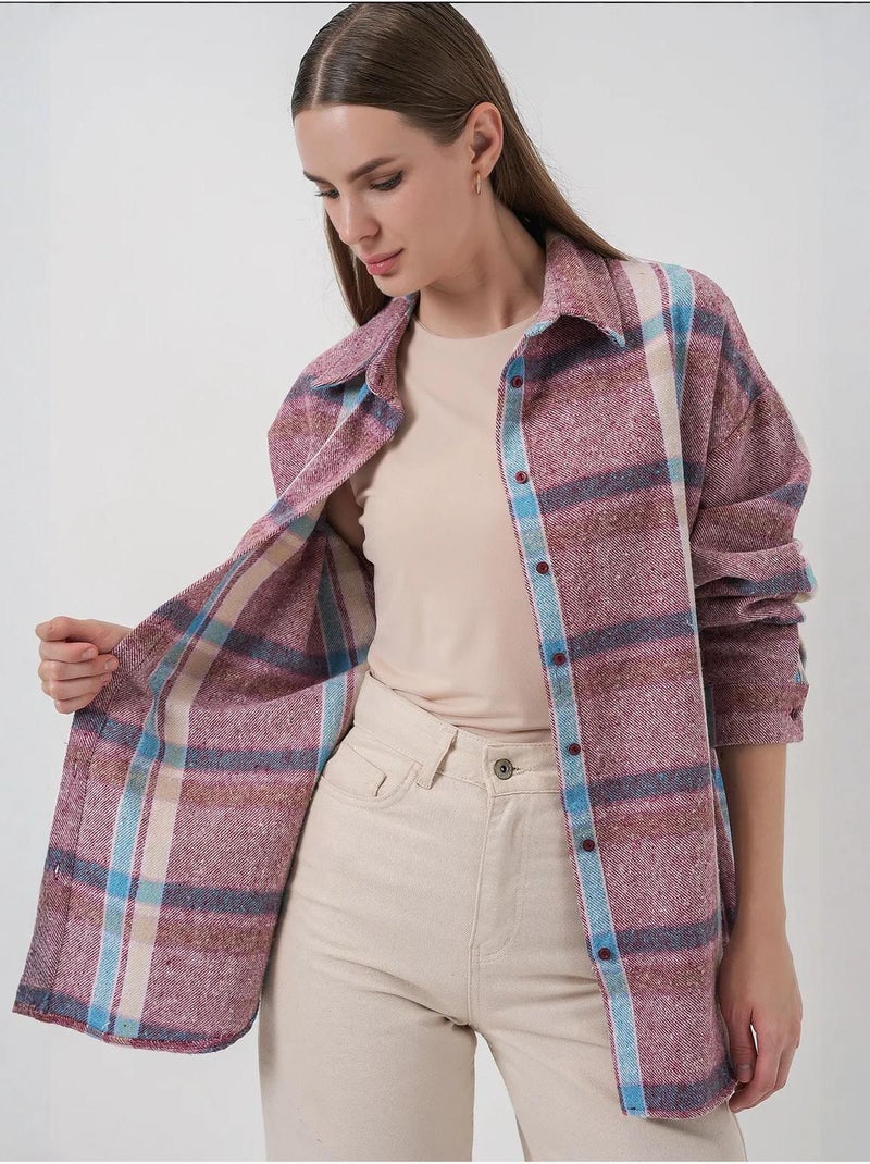 Camisa con doble bolsillo y estampado a cuadros bdart Malva - Kiabi