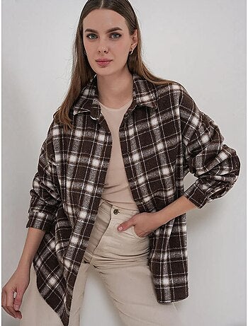 Camisa con doble bolsillo y estampado a cuadros bdart