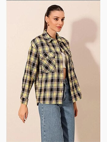 Camisa con doble bolsillo y estampado a cuadros bdart