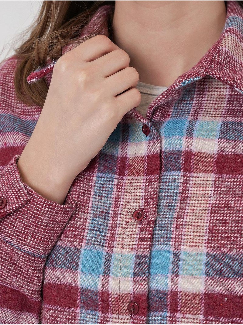 Camisa con doble bolsillo y estampado a cuadros bdart Violeta berenjena - Kiabi