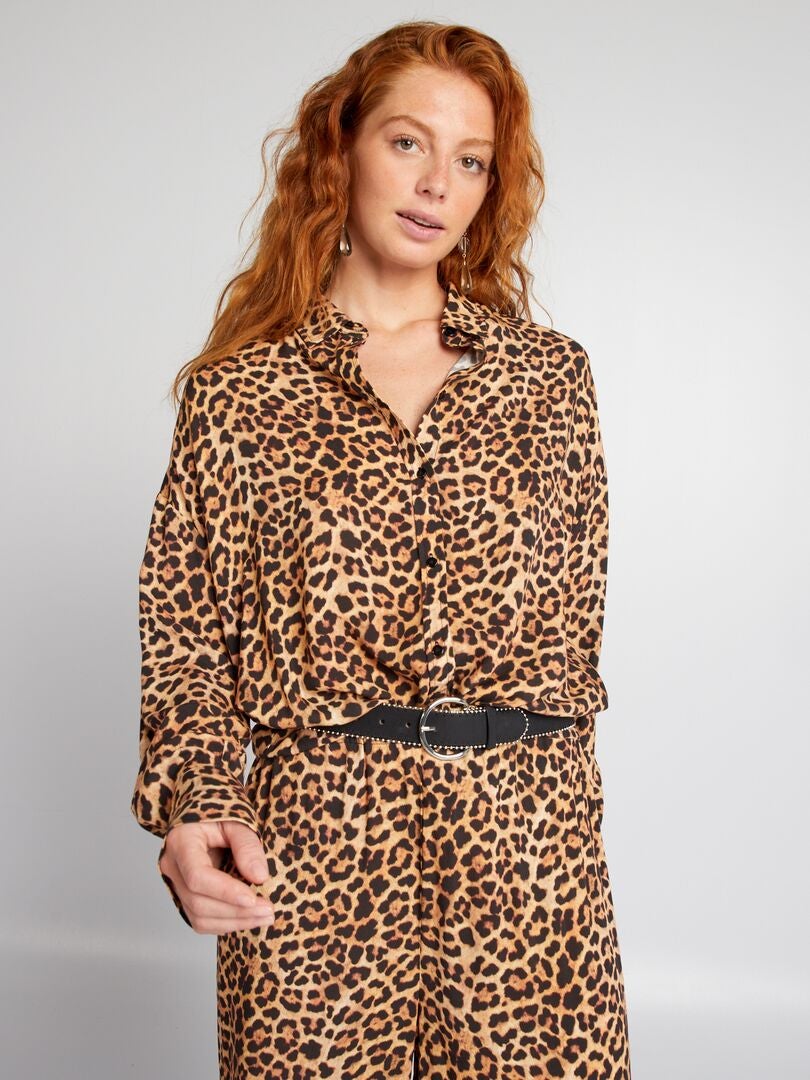 Camisa con estampado de leopardo MARRON - Kiabi