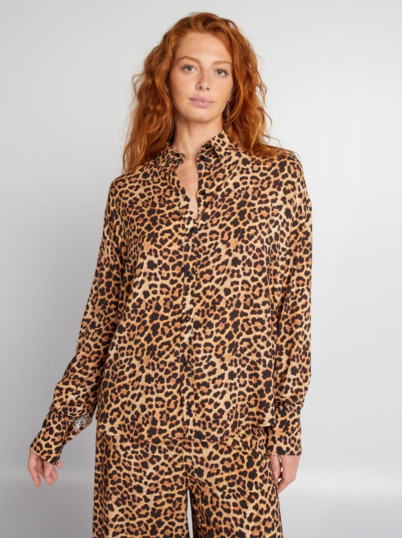 Camisa con estampado de leopardo MARRON - Kiabi