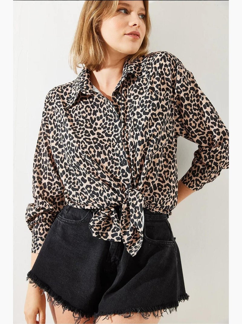 Camisa con estampado de leopardo mbms lucci Beige natural - Kiabi