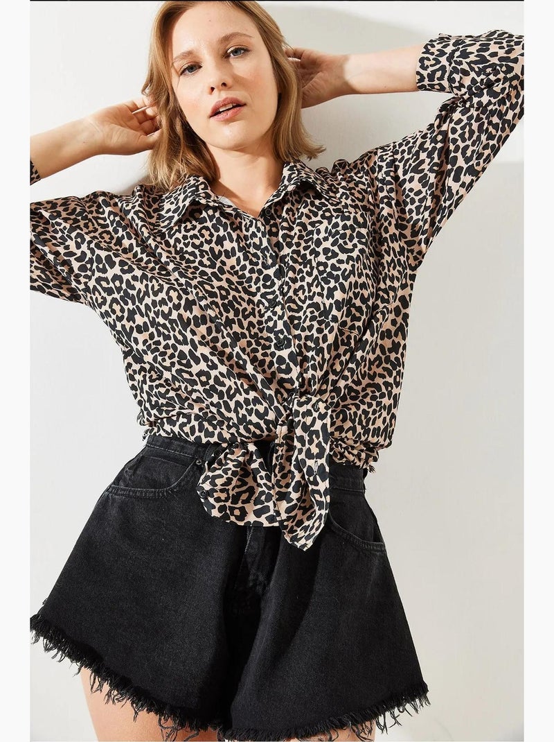 Camisa con estampado de leopardo mbms lucci Beige natural - Kiabi