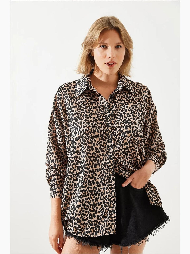 Camisa con estampado de leopardo mbms lucci Beige natural - Kiabi
