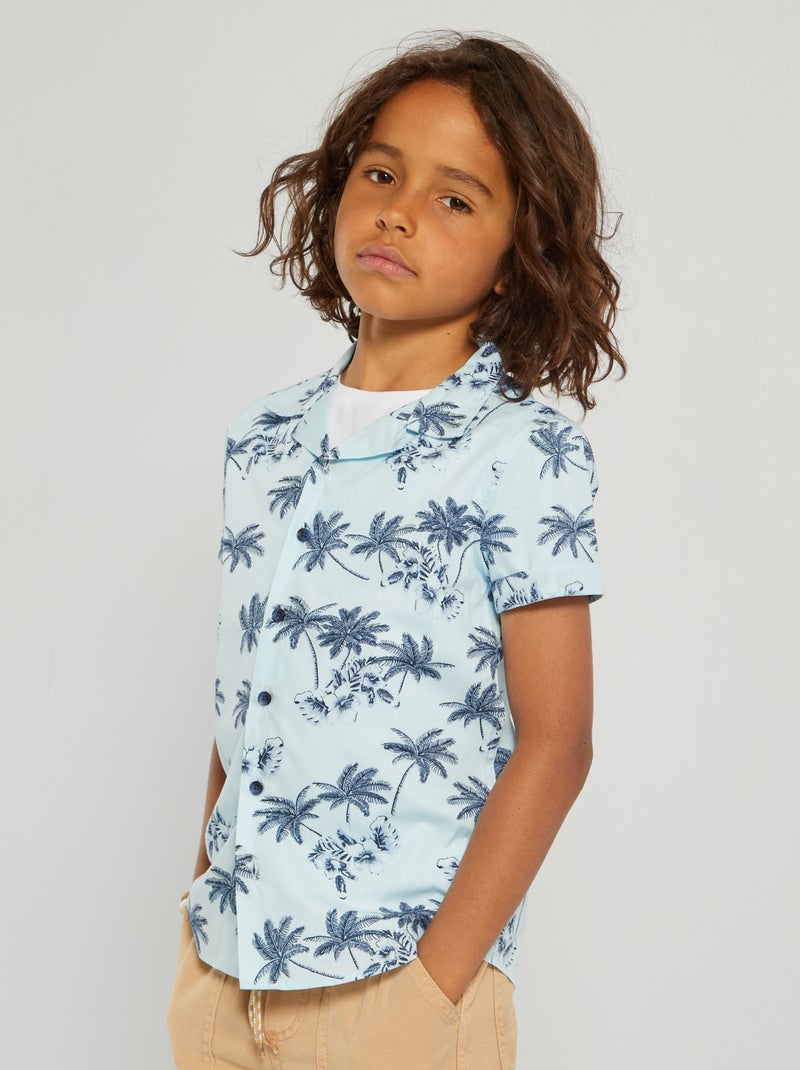 Camisa con estampado de 'palmeras' BLANCO - Kiabi