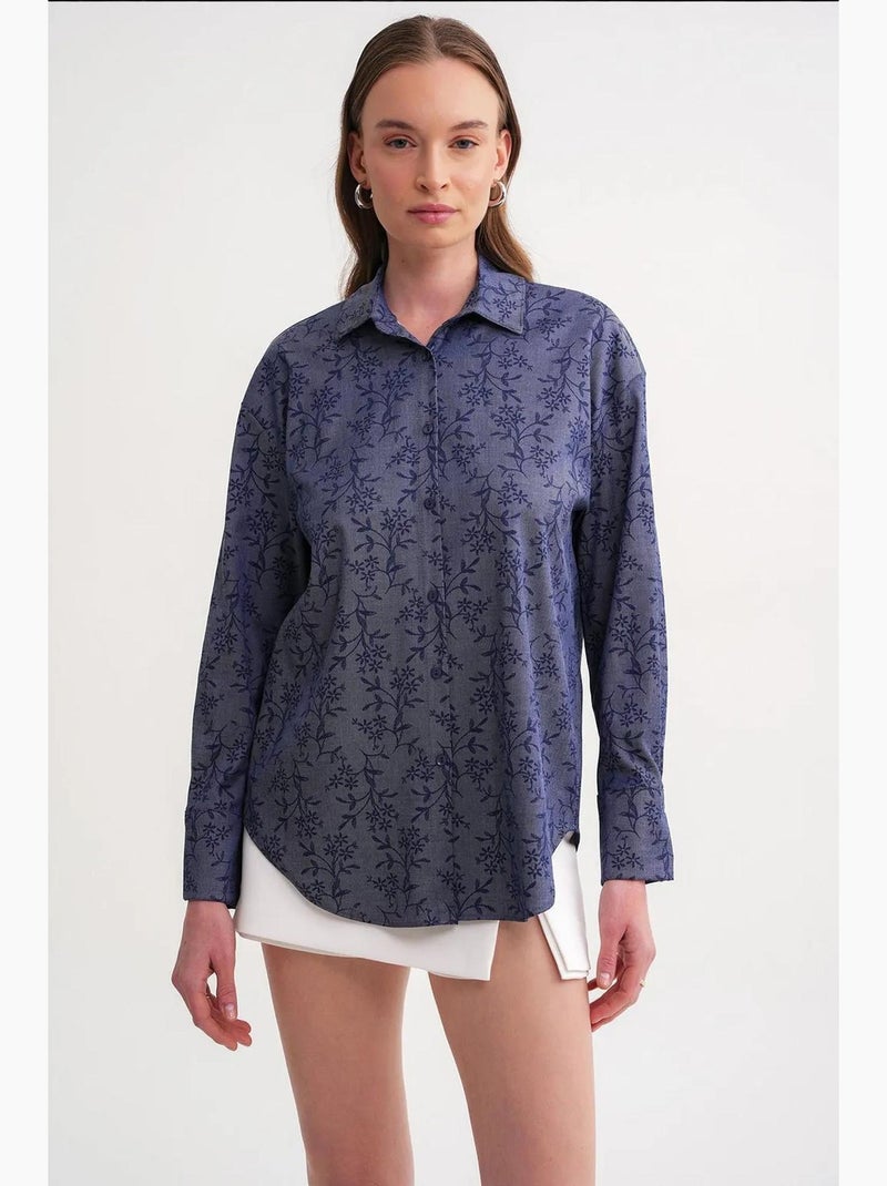 Camisa con estampado floral mixray Azul eléctrico - Kiabi
