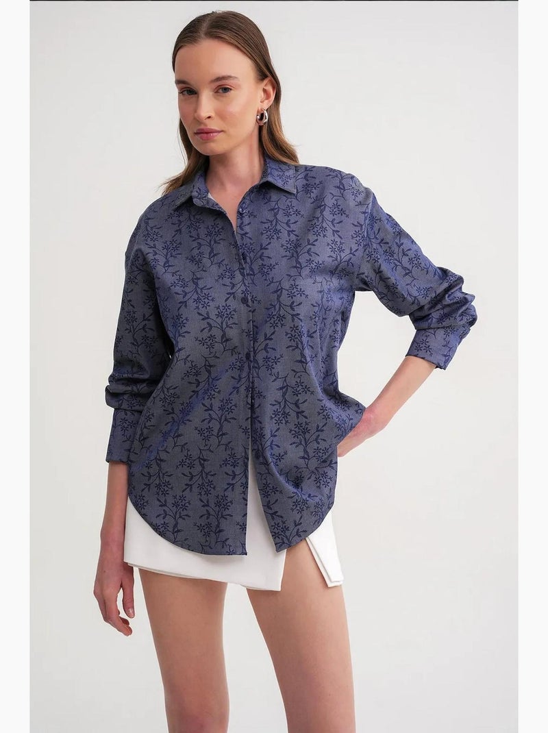 Camisa con estampado floral mixray Azul eléctrico - Kiabi