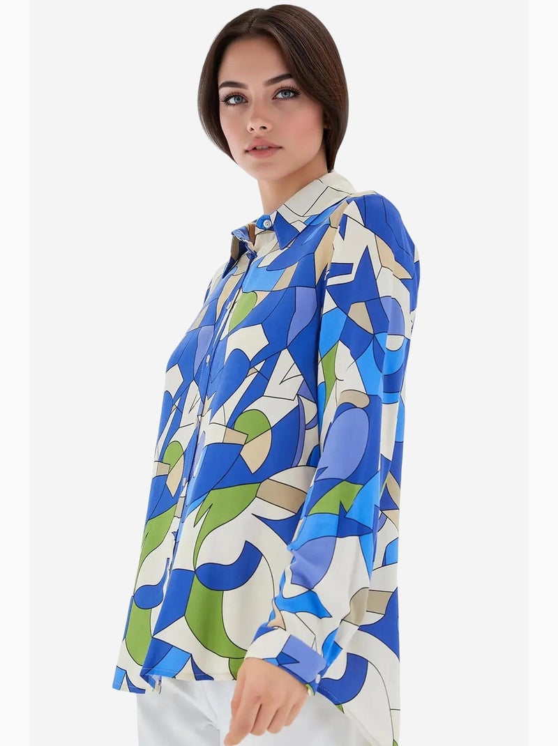Camisa con estampado gráfico bdart Azul eléctrico - Kiabi