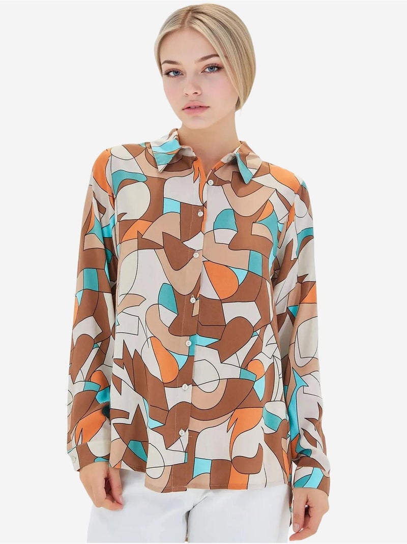 Camisa con estampado gráfico bdart Marrón claro - Kiabi