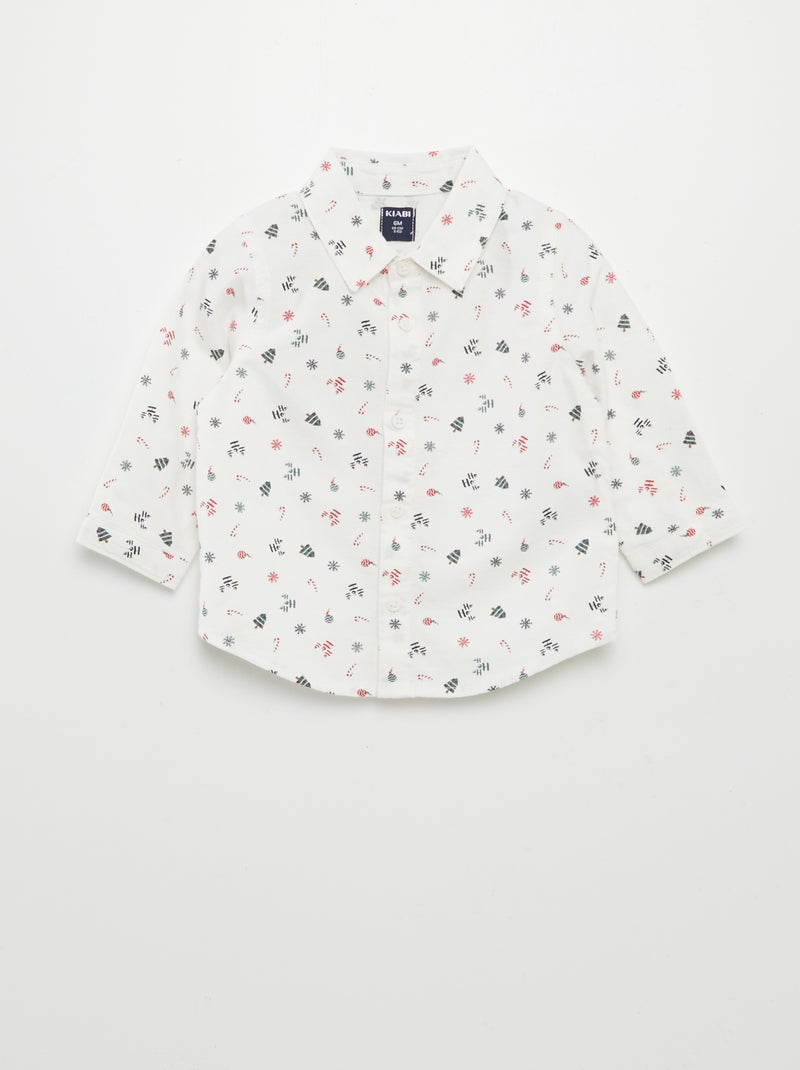 Camisa con estampado Navidad BLANCO - Kiabi