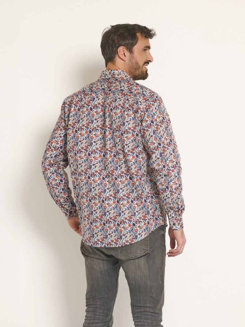 Camisa con estampado paisley fantasía - Afibel Azul Naranja - Kiabi