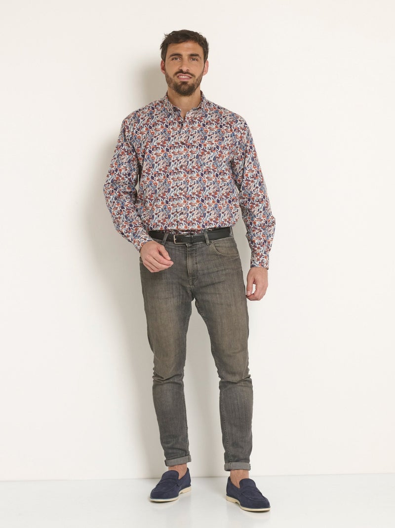 Camisa con estampado paisley fantasía - Afibel Azul Naranja - Kiabi