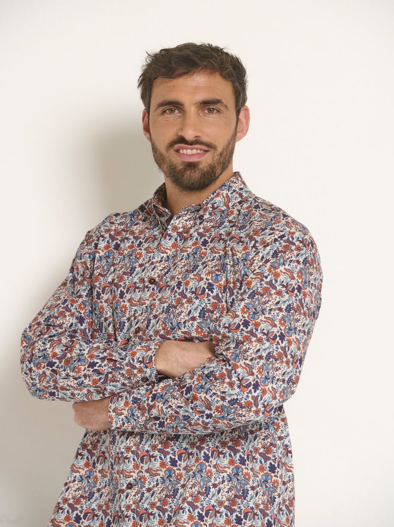 Camisa con estampado paisley fantasía - Afibel Azul Naranja - Kiabi