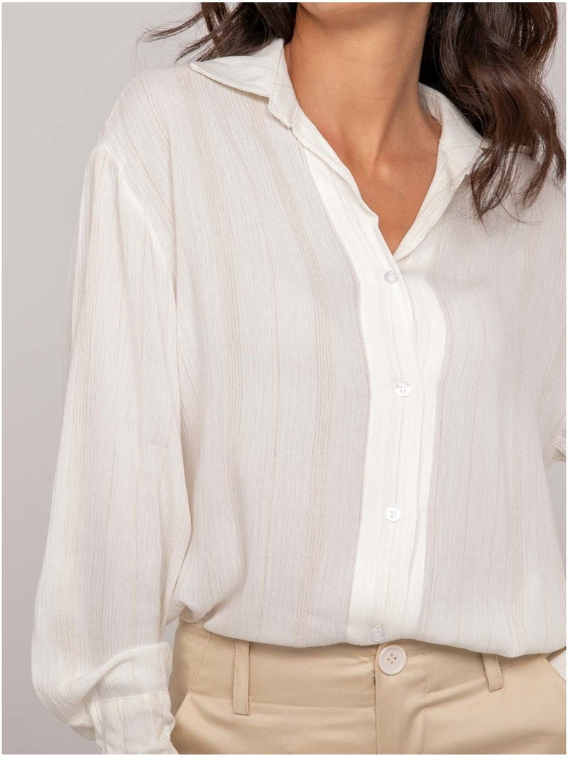 Camisa con hilo lurex ODAYA Blanco - Kiabi
