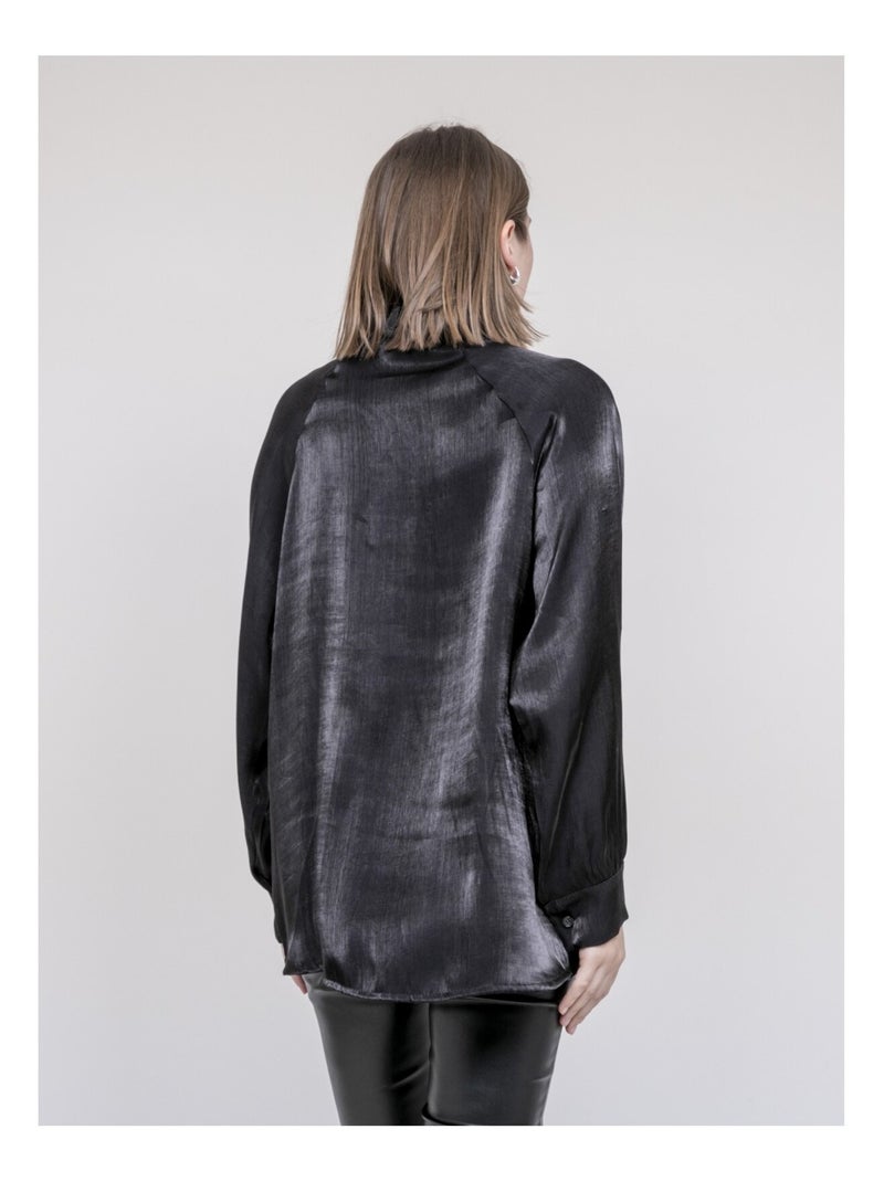 Camisa con lazada ORNELLA Negro - Kiabi