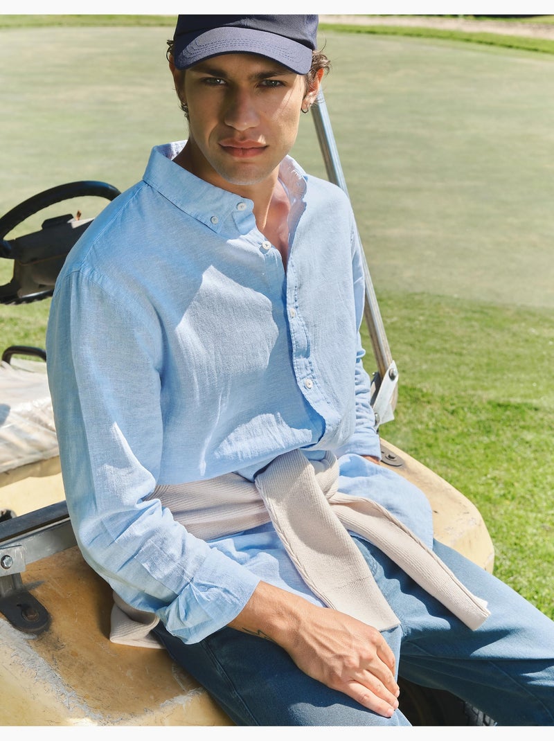 Camisa con lino, MO Fashion Azul - Kiabi