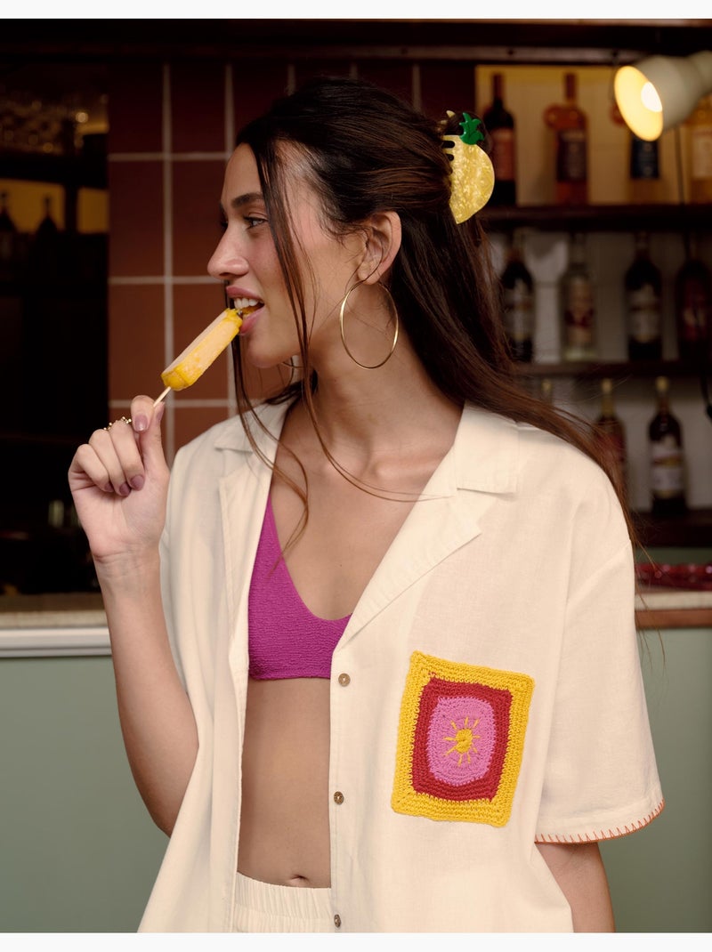 Camisa con lino, MO Fashion Blanco - Kiabi