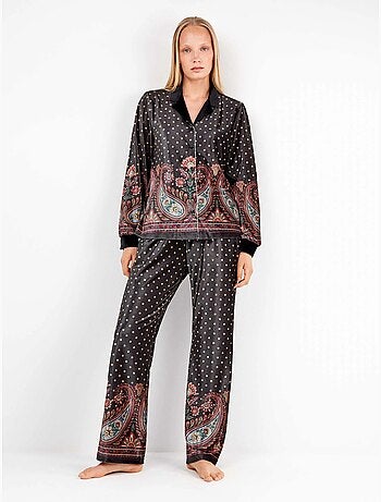 Camisa con lunares y diseño oriental de terciopelo