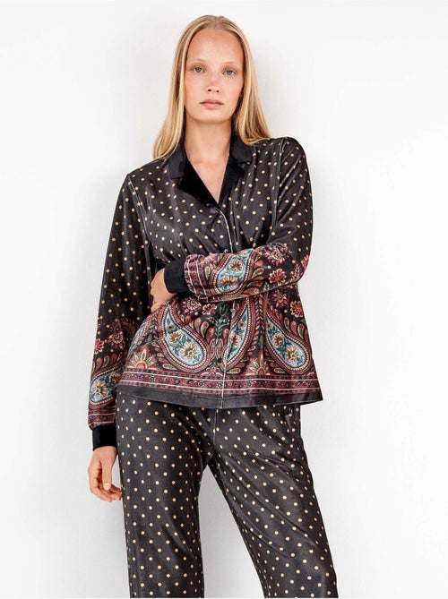 Camisa con lunares y diseño oriental de terciopelo - Kiabi Camisa con lunares y diseño oriental de terciopelo - Kiabi