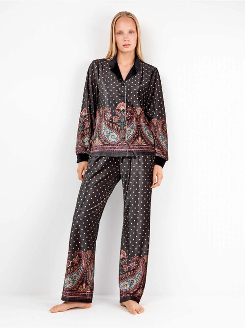 Camisa con lunares y diseño oriental de terciopelo - Kiabi Camisa con lunares y diseño oriental de terciopelo - Kiabi