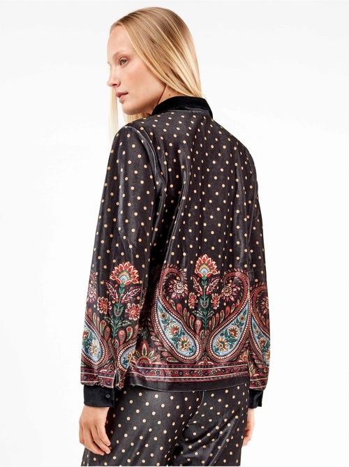 Camisa con lunares y diseño oriental de terciopelo - Kiabi Camisa con lunares y diseño oriental de terciopelo - Kiabi