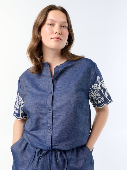 Camisa con mangas bordadas - Kiabi
