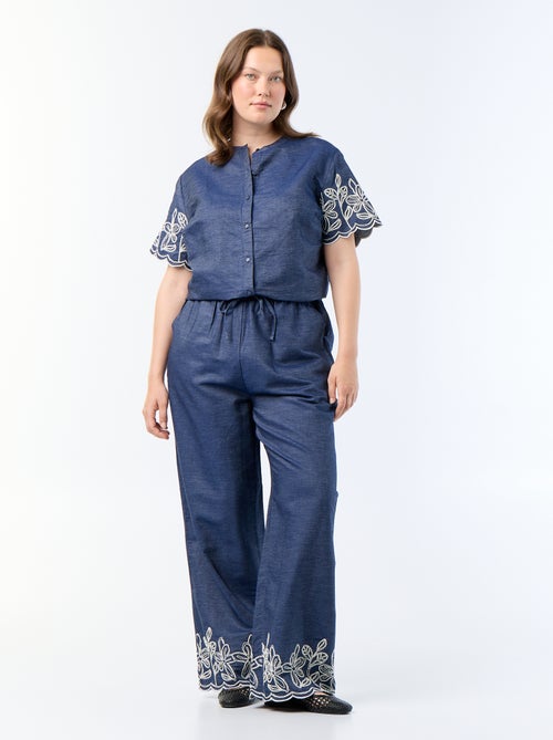 Camisa con mangas bordadas - Kiabi