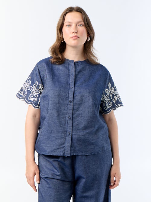 Camisa con mangas bordadas - Kiabi