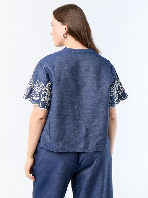 Camisa con mangas bordadas - Kiabi