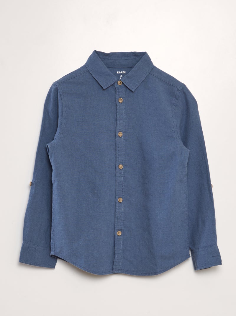 Camisa con mangas remangables AZUL - Kiabi