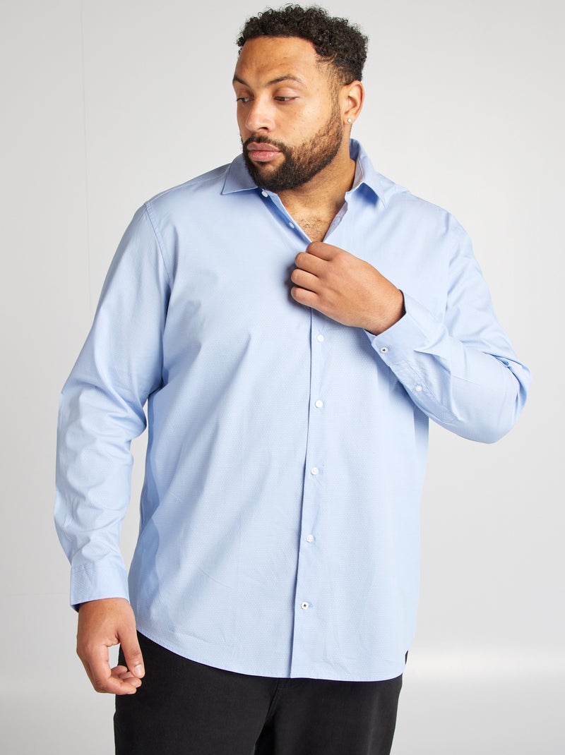 Camisa con motivo dobby AZUL - Kiabi